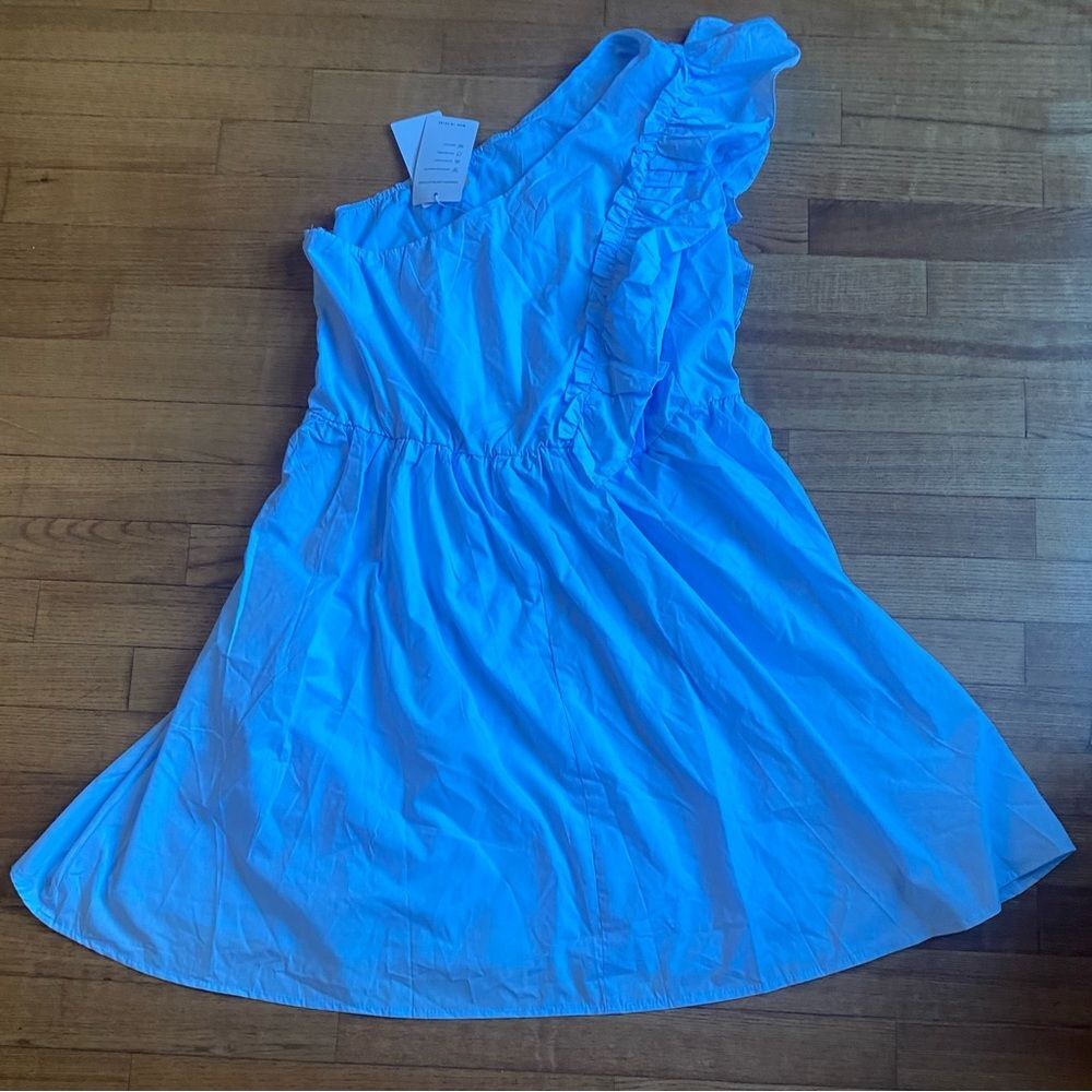 Zesica light blue dress Women’s size L one shoulder  asymmetrical ruffles party - Picture 8 of 11